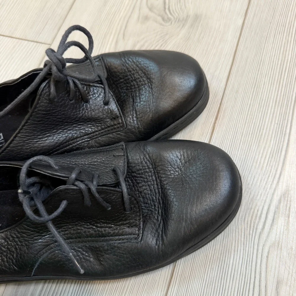 Azaleia Black Leather Lace Up Oxfords Shoes Womens 8 Brazil Comfort Flats